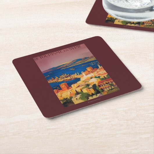 シリアで旅行するフランス人旅行ポスター スクエアペーパーコースター (アングル)