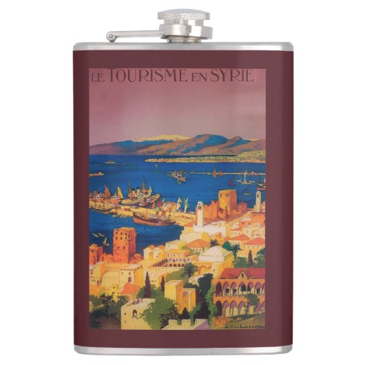 シリアで旅行するフランス人旅行ポスター フラスク (正面)