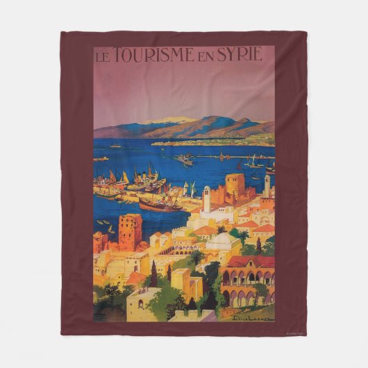 シリアで旅行するフランス人旅行ポスター フリースブランケット (正面)