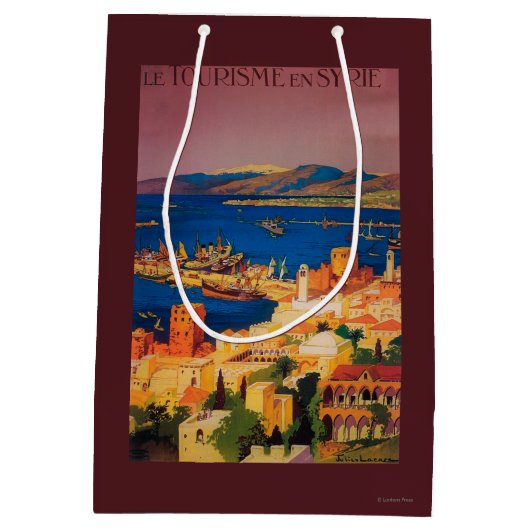 シリアで旅行するフランス人旅行ポスター ミディアムペーパーバッグ (裏面)