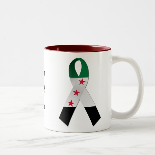 シリアの国旗の認識度のリボンのマグ ツートーンマグカップ (右)
