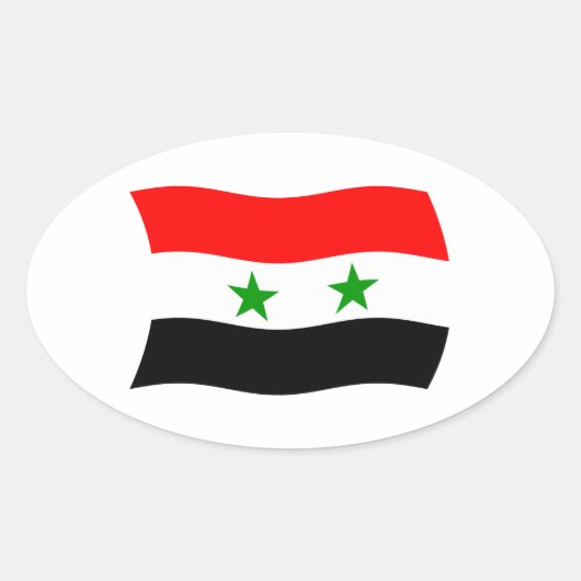 シリアの国旗ステッカー 楕円形シール (正面)