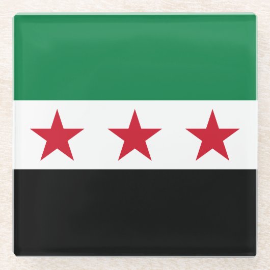 シリアの国旗 ガラスコースター (正面)