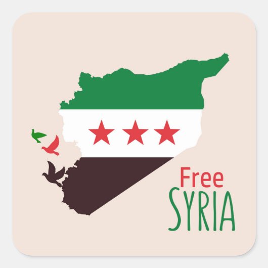 シリアの地図で革命国旗を掲げている スクエアシール (正面)