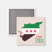 シリアの地図で革命国旗を掲げている マグネット (正面/裏面)