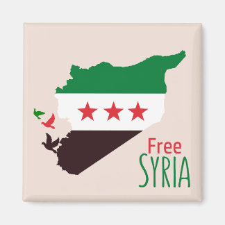 シリアの地図で革命国旗を掲げている マグネット