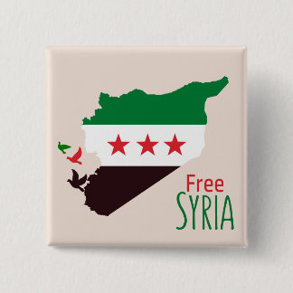 シリアの地図で革命国旗を掲げている 缶バッジ