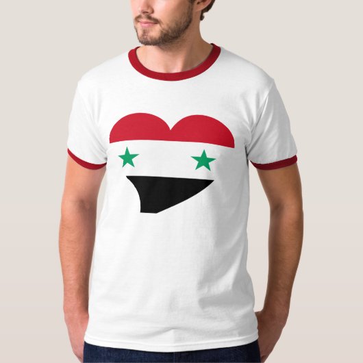 シリアの旗とのスタイリッシュなハート Tシャツ (正面)