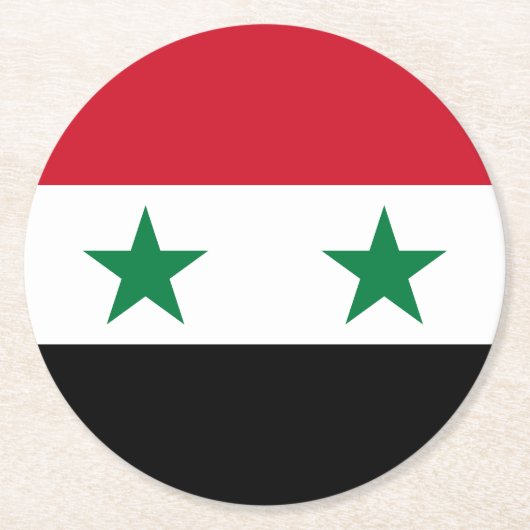シリアの旧国旗 ラウンドペーパーコースター (正面)