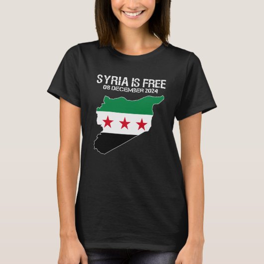 シリアは無料シリア国旗シリアは無料 Tシャツ (正面)