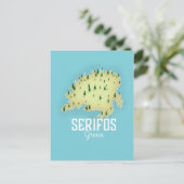 シリアスギリシャ地図図解入りの、写真付きの旅行ポスター ポストカード (スタンド正面)