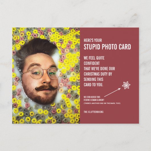 シリアルおもしろいクリスマスの愚かなフォトカードポストカード ポストカード (正面)