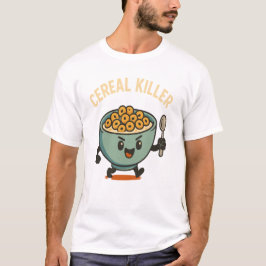 シリアルキラー 面白い朝食のボウル カートゥーン フード Tシャツ