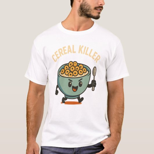シリアルキラー 面白い朝食のボウル カートゥーン フード Tシャツ (正面)