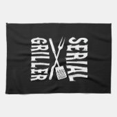 シリアルグリラーおもしろいバーベキューユーモアのギフトバーベキュー恋人 キッチンタオル (横)