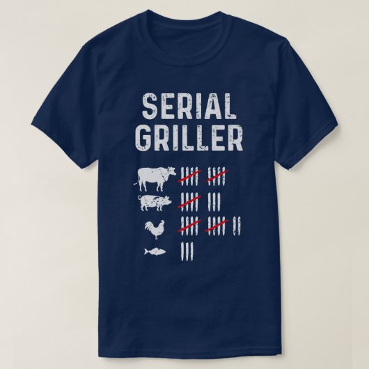 シリアルグリラーおもしろいBBQマスターグリルプリン Tシャツ (デザイン正面)