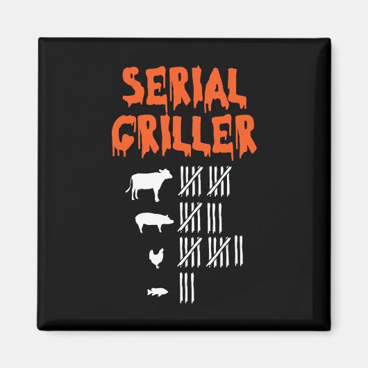 シリアルグリラーレイジーハロウィーンおもしろい衣装Bbq Ch マグネット (正面)