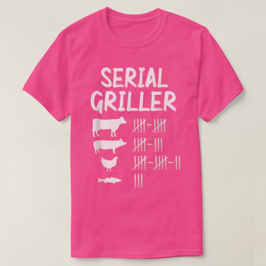 シリアルグリラー牛豚チキン及び魚ピットマスター Tシャツ (デザイン正面)