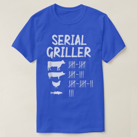 シリアルグリラー牛豚チキン及び魚ピットマスター Tシャツ (デザイン正面)