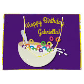 シリアル丼キッズスリープバースデーパーティーかわいい ラージペーパーバッグ (正面)