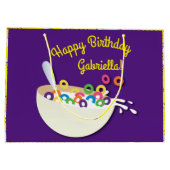 シリアル丼キッズスリープバースデーパーティーかわいい ラージペーパーバッグ (裏面)