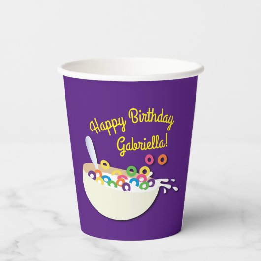 シリアル丼キッズスリープバースデーパーティーかわいい 紙コップ (裏面)