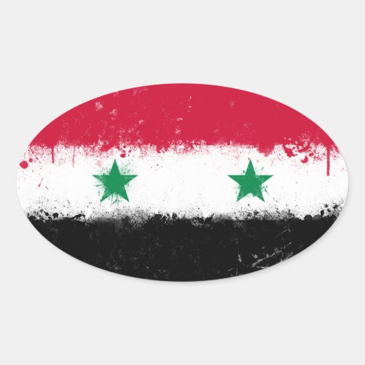 シリア国旗 楕円形シール (正面)