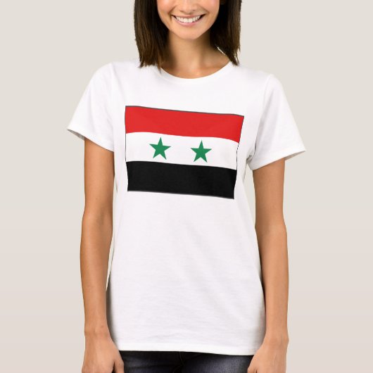 シリア国旗x地図Tシャツ Tシャツ (正面)
