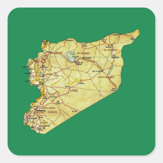 シリア地図ステッカー スクエアシール (正面)