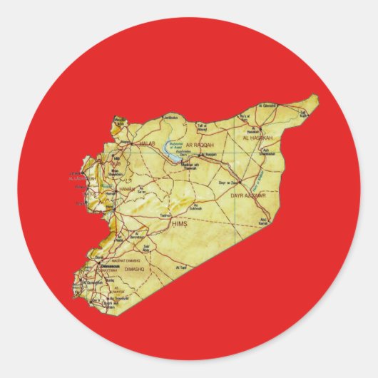 シリア地図ステッカー ラウンドシール (正面)