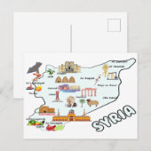 シリア地図, 主要都市名 国旗 シリアの国家シンボル ポストカード (正面/裏面)