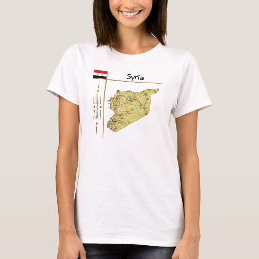 シリア地図+旗+タイトルTシャツ Tシャツ (正面)