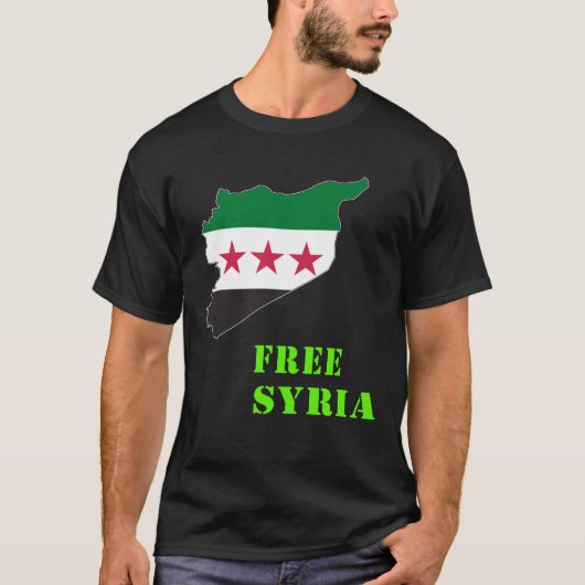 シリア、シリア、無料シリア国旗。 Tシャツ (正面)