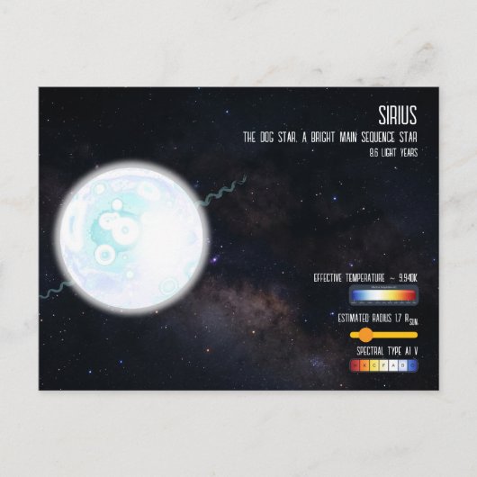 シリウス 宇宙 天文学 インフォグラフィック ポストカード (正面)