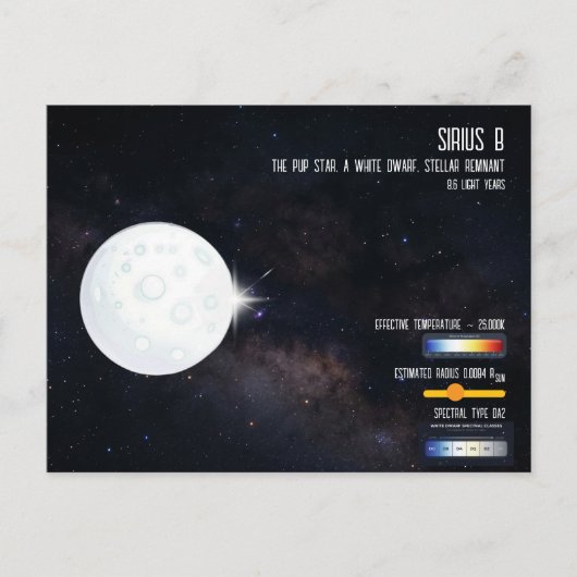 シリウスB白色矮星宇宙インフォグラフィック ポストカード (正面)