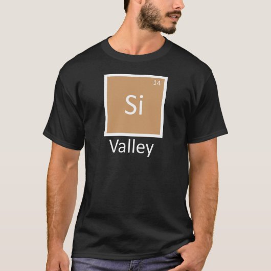 シリコンバレーの化学元素周期表パロディー Tシャツ (正面)