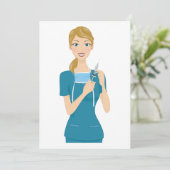 シリンジ付き笑顔のナース 招待状 (スタンド正面)