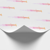 シリンジ医療用かわいいピンクのナースショット ラッピングペーパー (角)