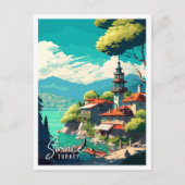 シリンスターキーヴィンテージ旅行イラストレーション ポストカード (正面)