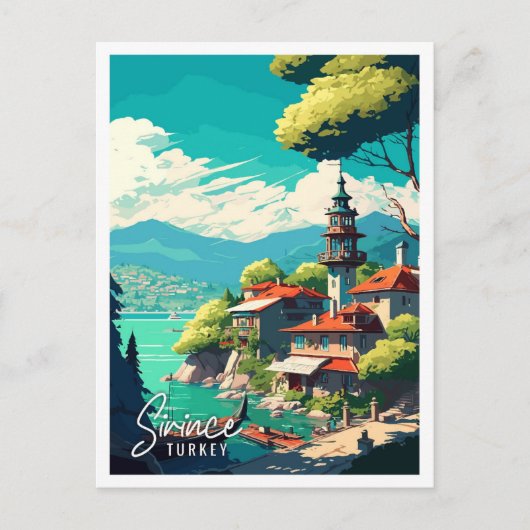 シリンスターキーヴィンテージ旅行イラストレーション ポストカード (正面)