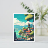 シリンスターキーヴィンテージ旅行イラストレーション ポストカード (スタンド正面)