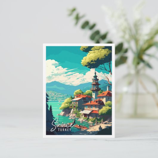 シリンスターキーヴィンテージ旅行イラストレーション ポストカード (スタンド正面)