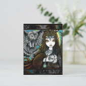 シリンフクロウ女神トライバルタトゥー妖精葉書 ポストカード (スタンド正面)