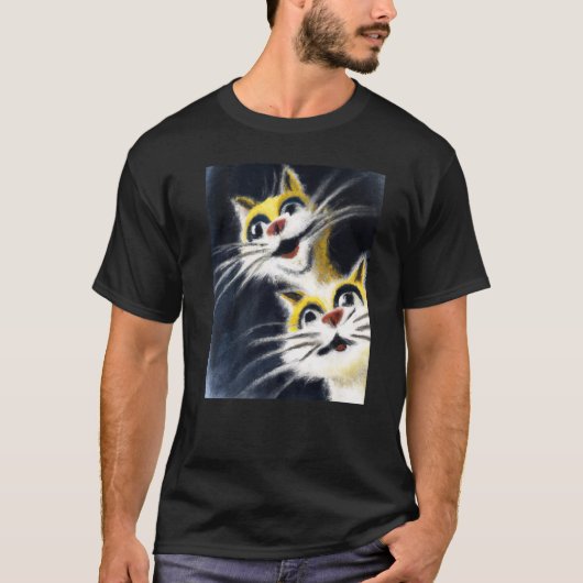 シリーな子猫 二匹の白猫 Tシャツ (正面)