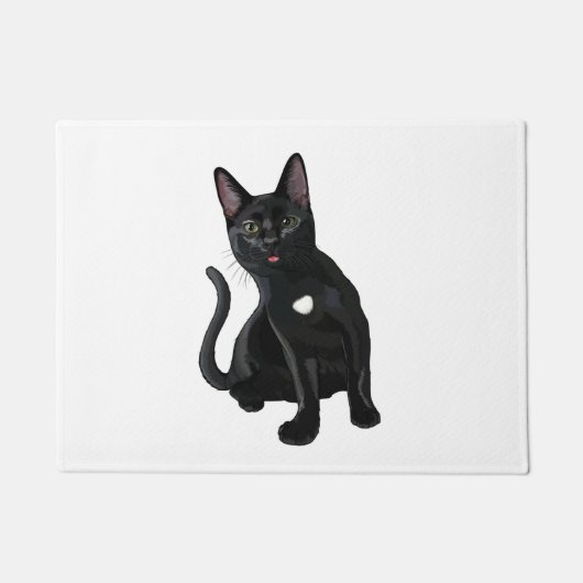 シリーな黒猫のべろっち クラシックTシャツ ドアマット (正面)