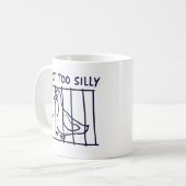 "シリーになりすぎた"ケージの中のカモのマグカップ コーヒーマグカップ (正面左)