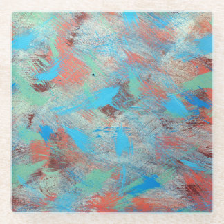 シリーカラフルズ：抽象芸術バックグラウンドテクスチャ ガラスコースター