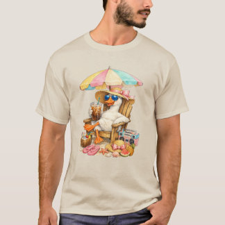 シリーガチョウのサマー・バケーション アイスコーヒー ビーチ チャイ Tシャツ