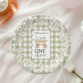 シリーガチョウ 1歳の誕生日 グリーンギンガム ペーパープレート