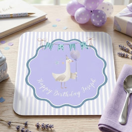 シリーガチョウ 1歳の誕生日 ラベンダー 男の子 パーティー スクエアペーパーコースター